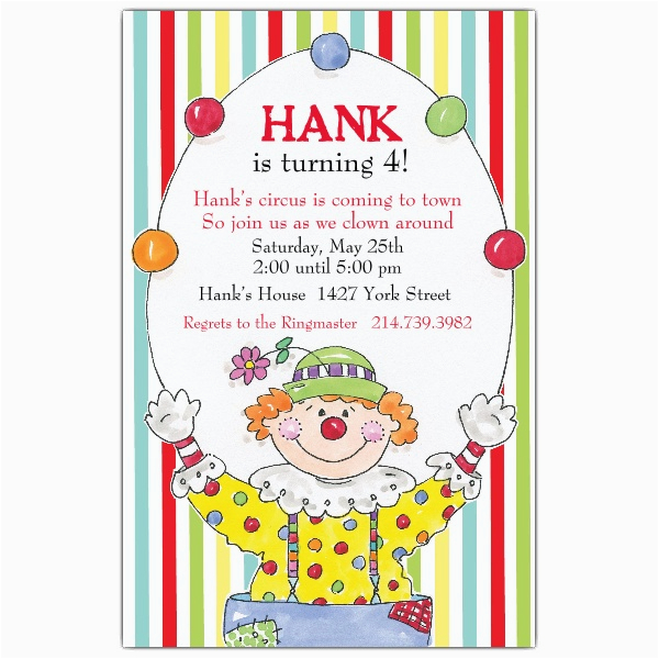 happy clown birthday invitations p 622 58 434ev