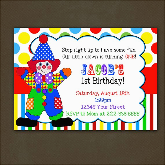 clown circus birthday party invitation