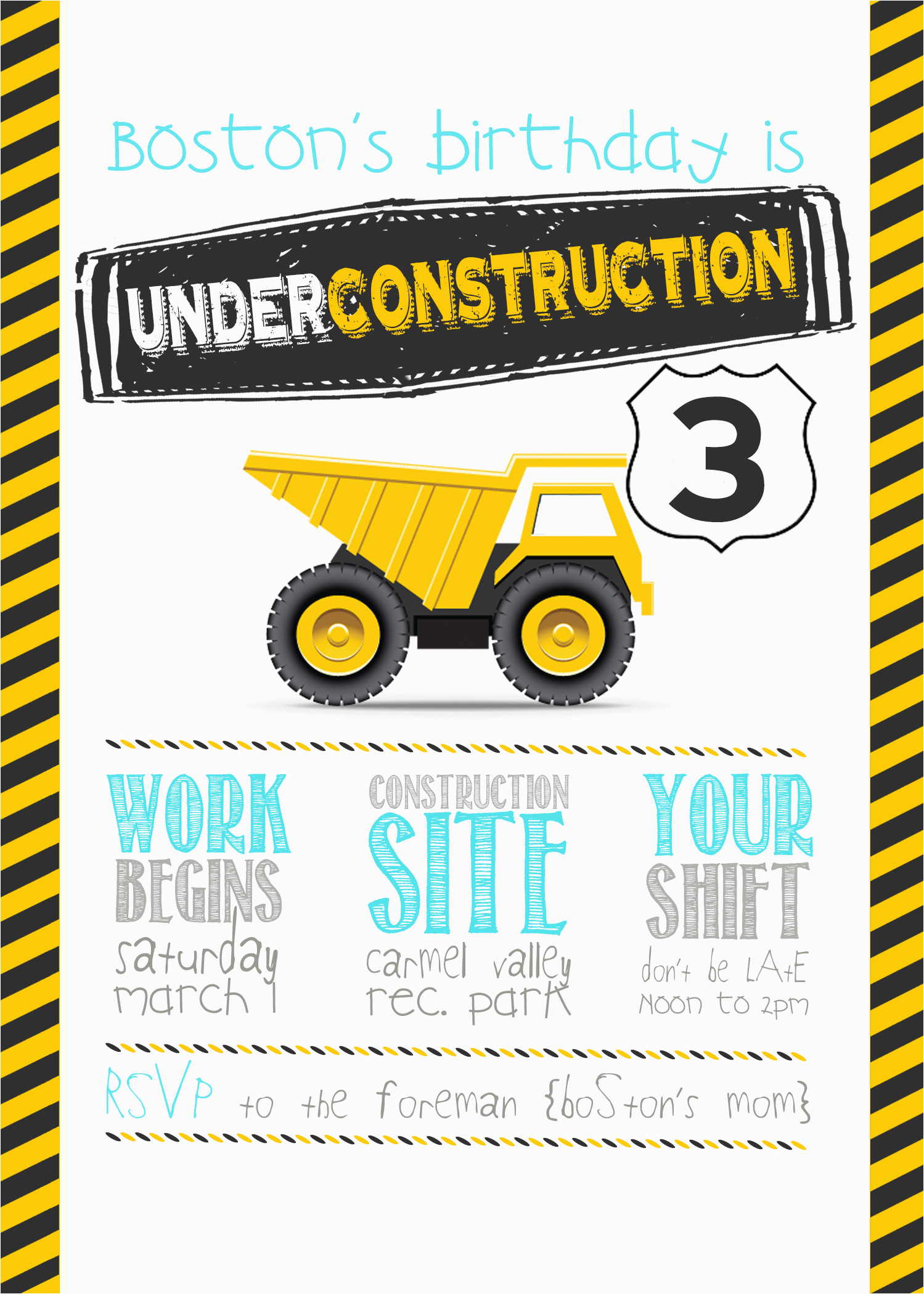 3 year old construction party free printables