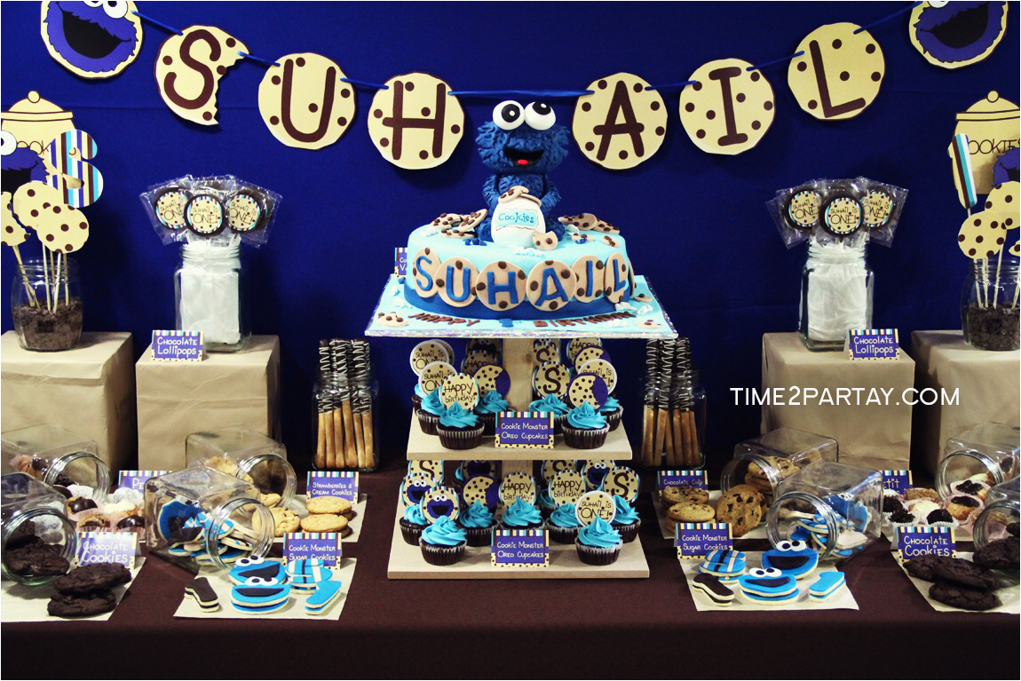cookie monster themed 1st birthday