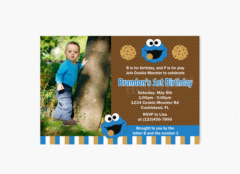 cookie monster birthday party invitation