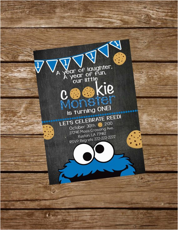 cookie monster birthday invite cookie