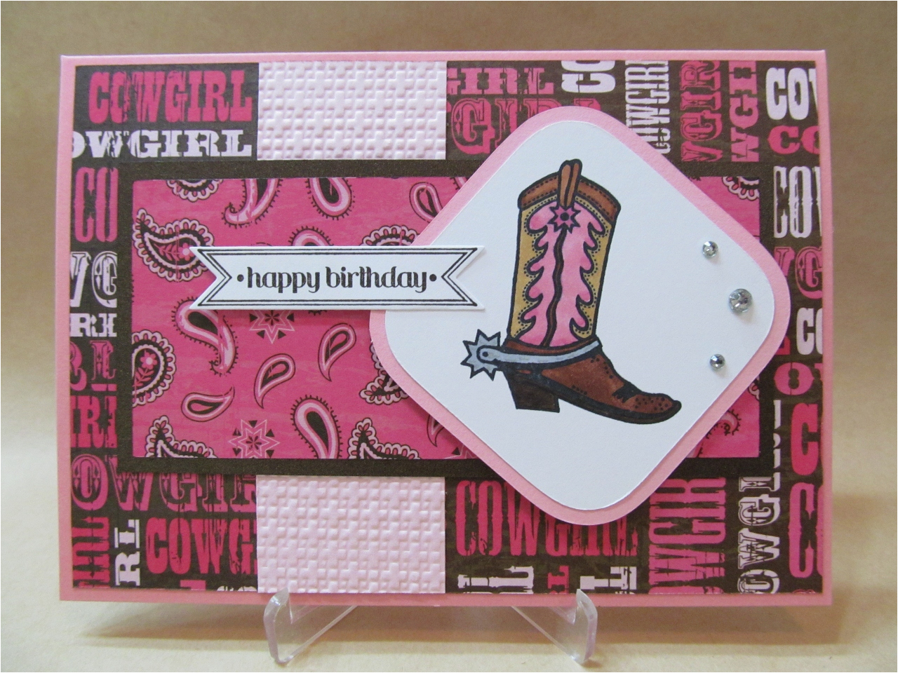 savvy handmade cards cowgirl happy birthday card