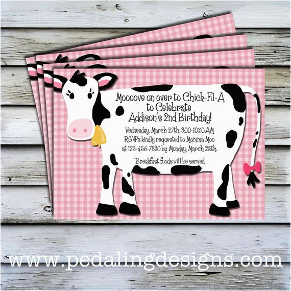 printable invitations pink cow birthday