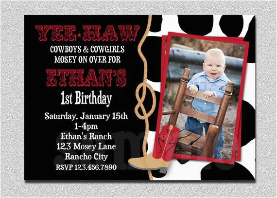 cowboy birthday invitation cowboy 1st