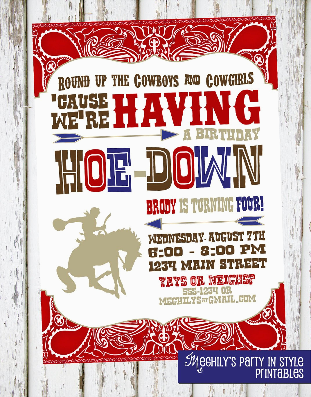 cowboy birthday invitation