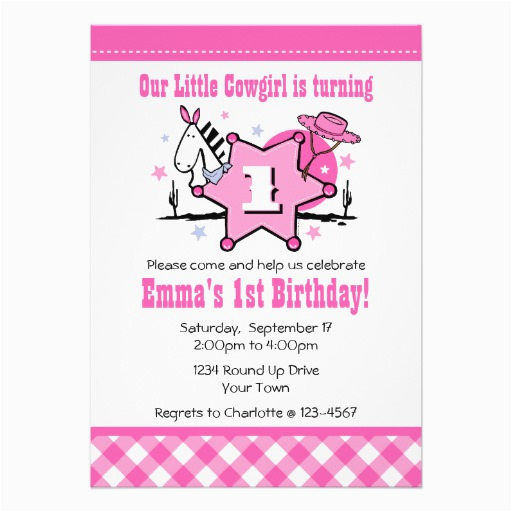 little cowgirl 1st birthday party invitation 5 quot x 7
