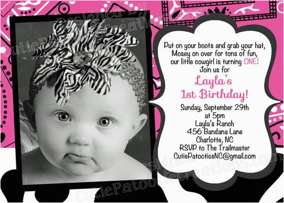 little cowgirl birthday invitation pink by