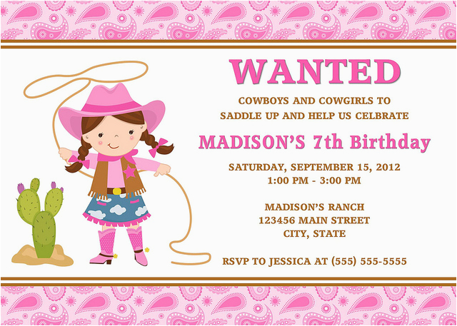 cowgirl birthday invitations ideas