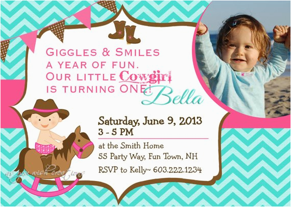 cowgirl birthday party invitation horse