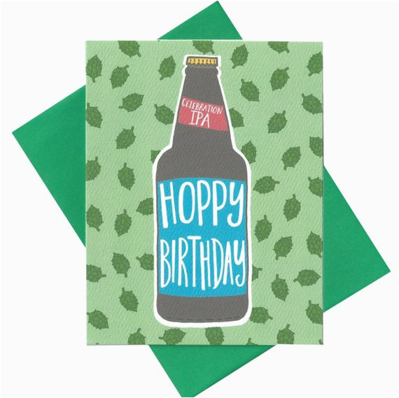 funny birthday card hoppy birthday beer