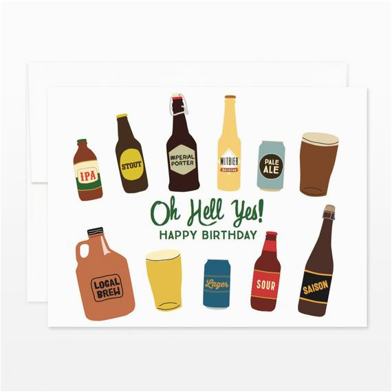 oh hell yes birthday beers greeting card