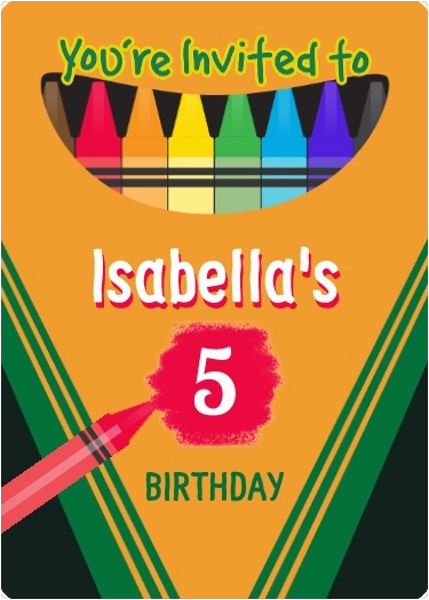 colorful crayon box birthday party invitation