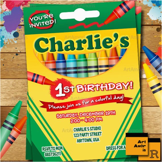 crayon birthday invitation crayon party