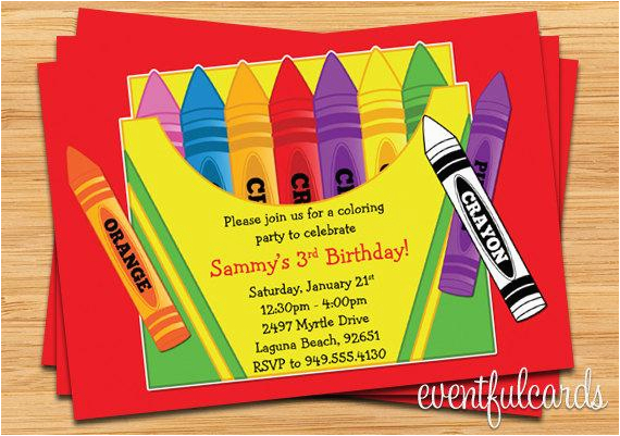crayon birthday party invitation for