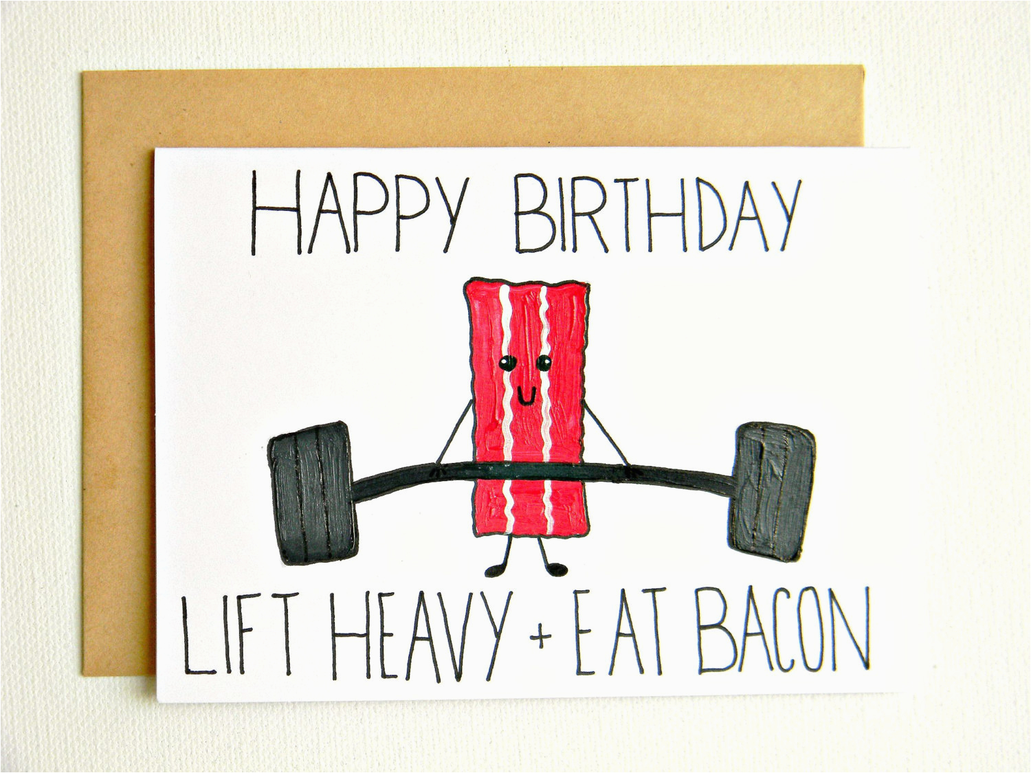 crossfit fitness bacon birthday card by joyplicity on etsy