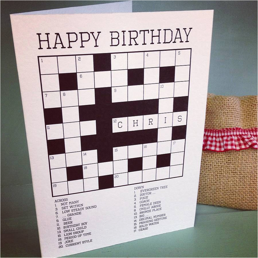 personalised crossword puzzle card