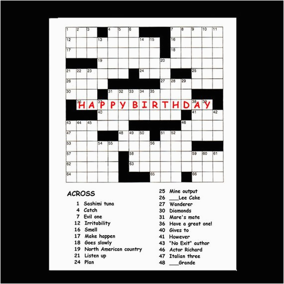happy birthday crossword puzzle card