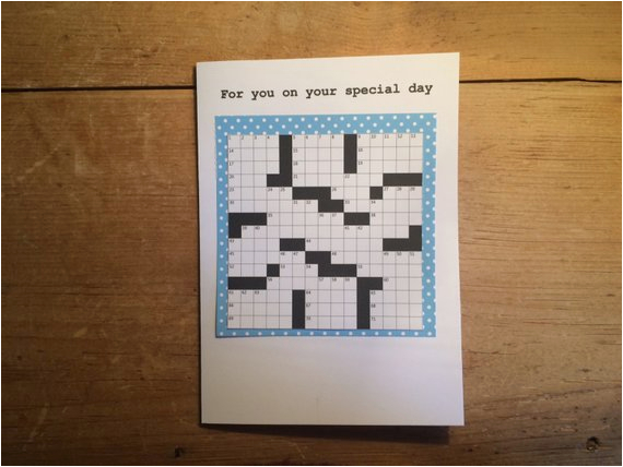 crossword puzzle birthday card blue