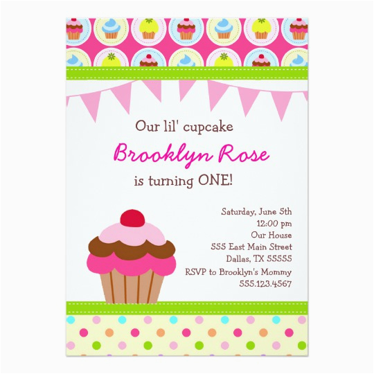 bright cupcake invitations first birthday party 161379910776688989