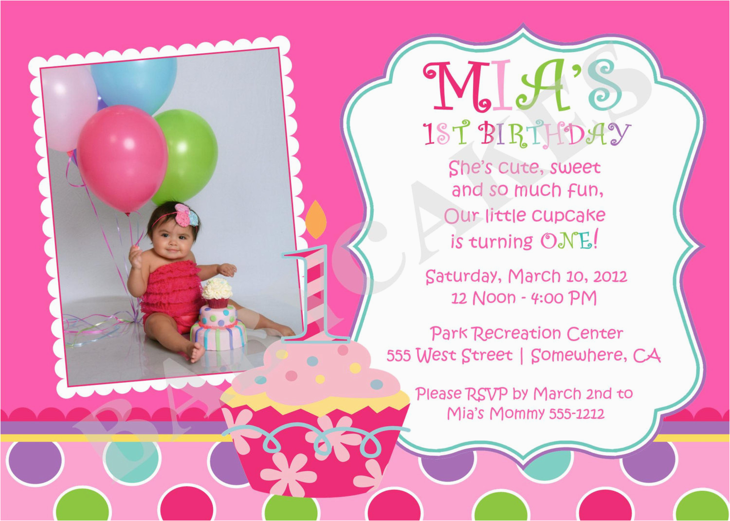 sweet little cupcake birthday invitation