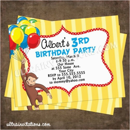personalized curious birthday party invites colorful design