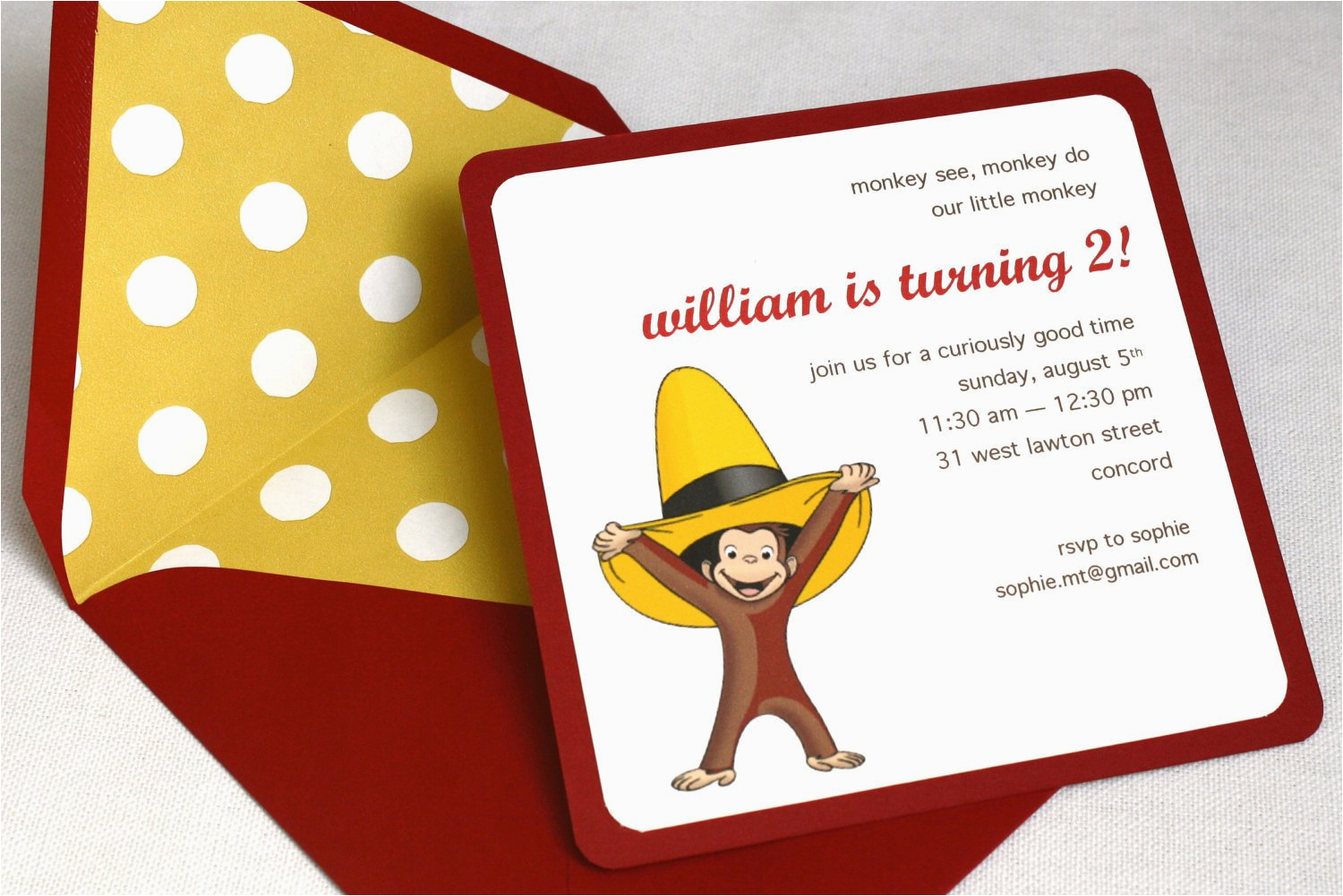 curious george birthday party invitation