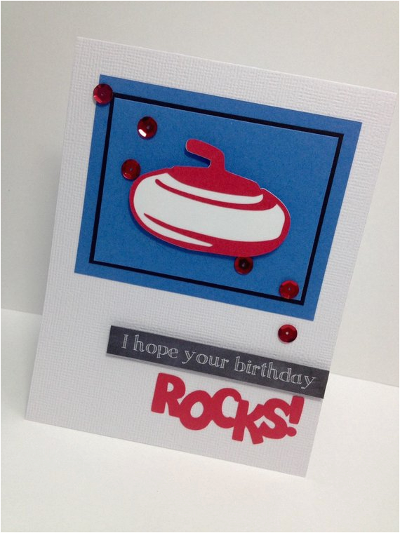 curling birthday card personalized red and blue greeting