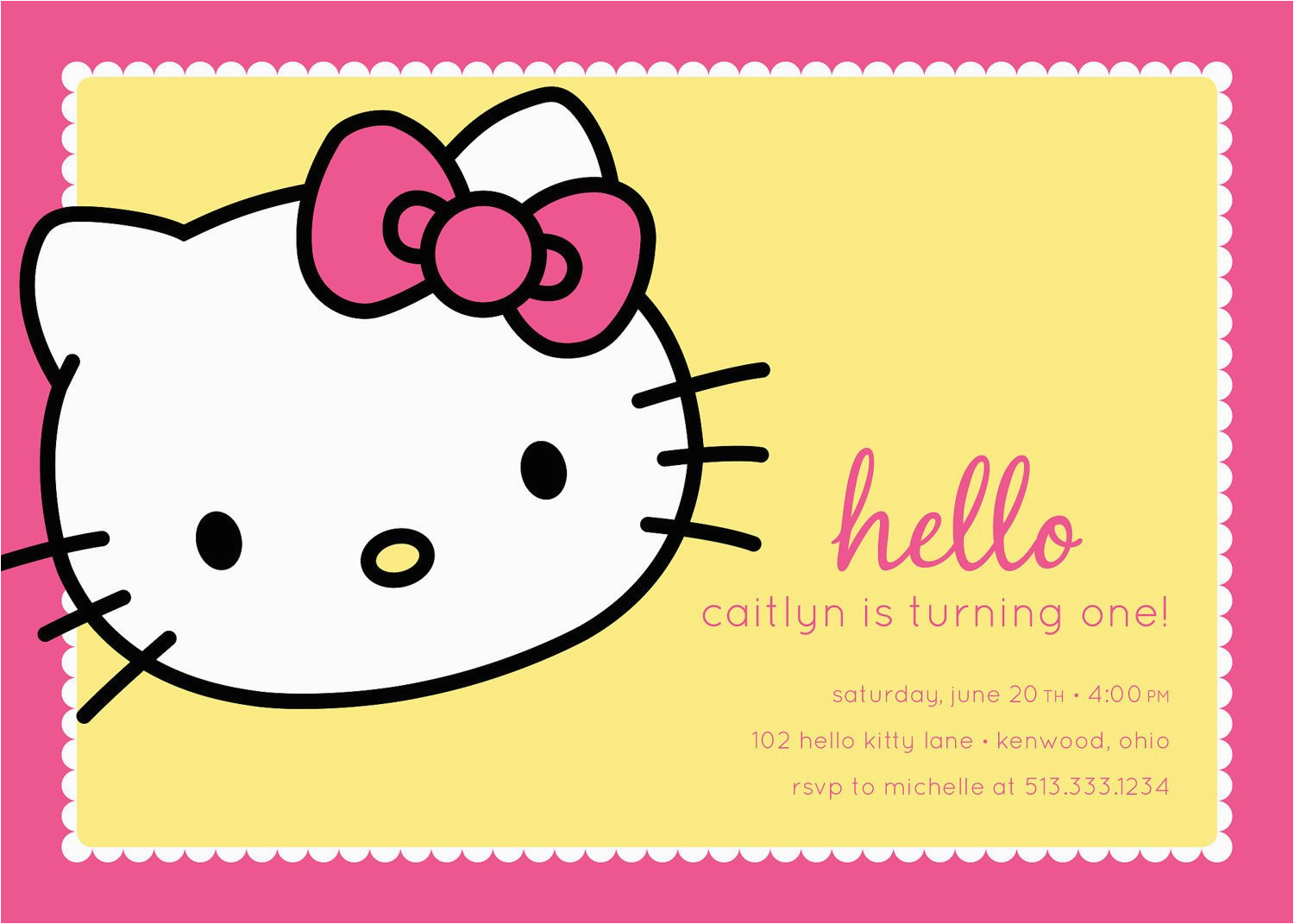 hello kitty birthday party invitation