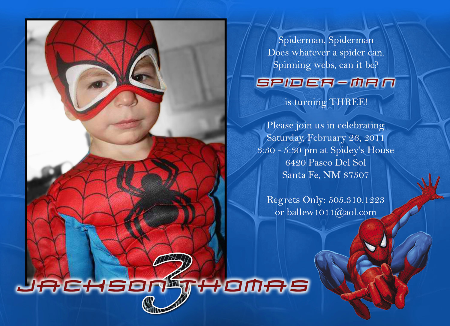 free personalized spiderman birthday invitations