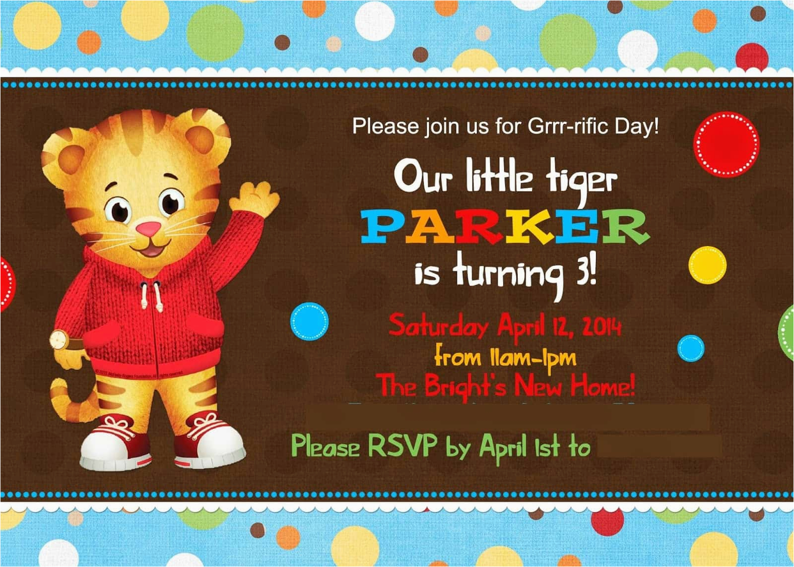 create daniel tiger birthday invitations