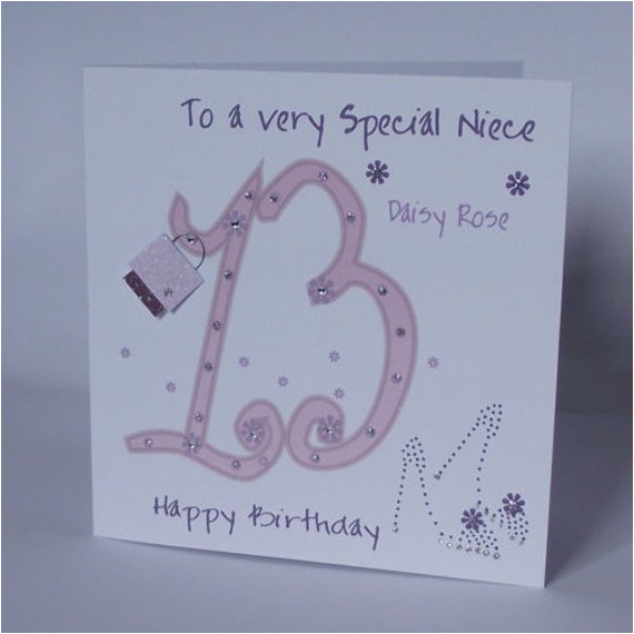lovely personalised handmade 13th birthday card daughter