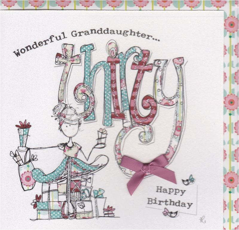 hand finished granddaughter 30th birthday card karenza