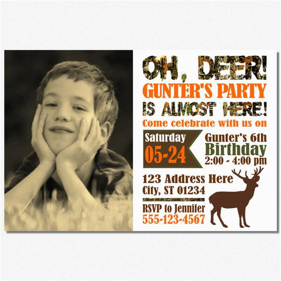 deer hunting birthday invitation camo