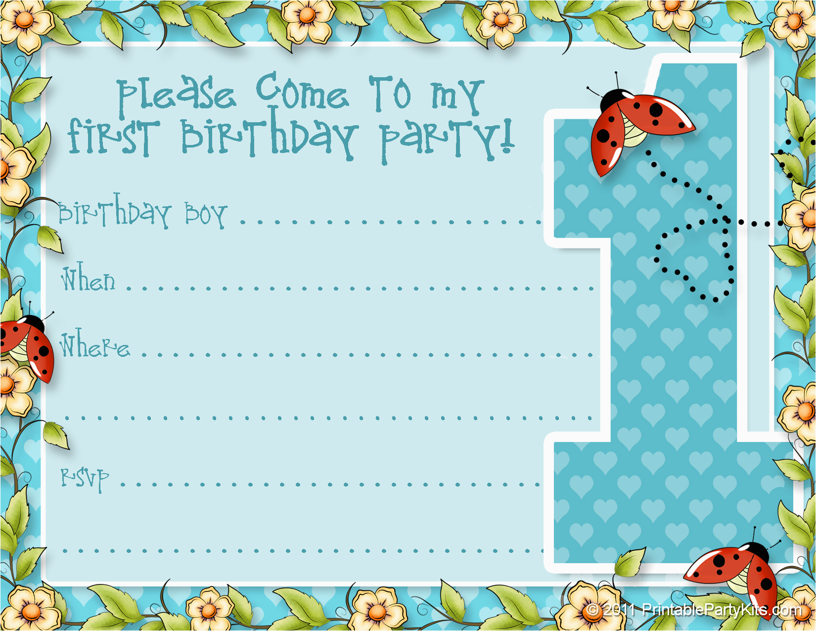 1st birthday invitation template free printable 4745