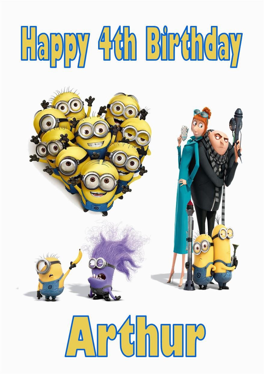 personalised despicable me minions birthday card