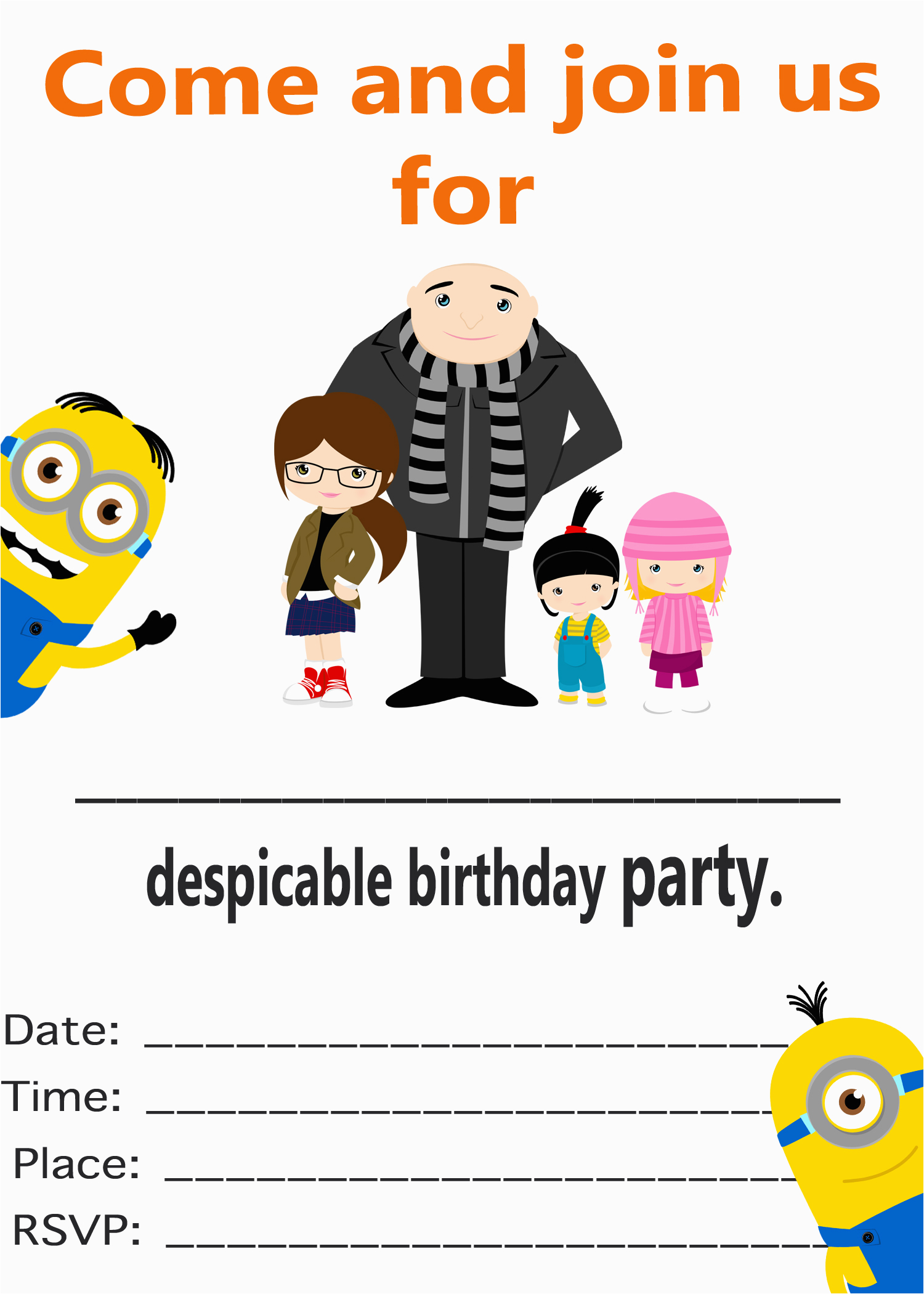 despicable party invitation