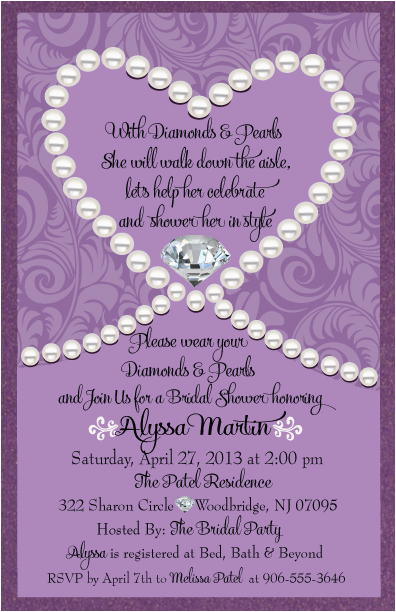 diamonds pearls bridal shower invitation p 129
