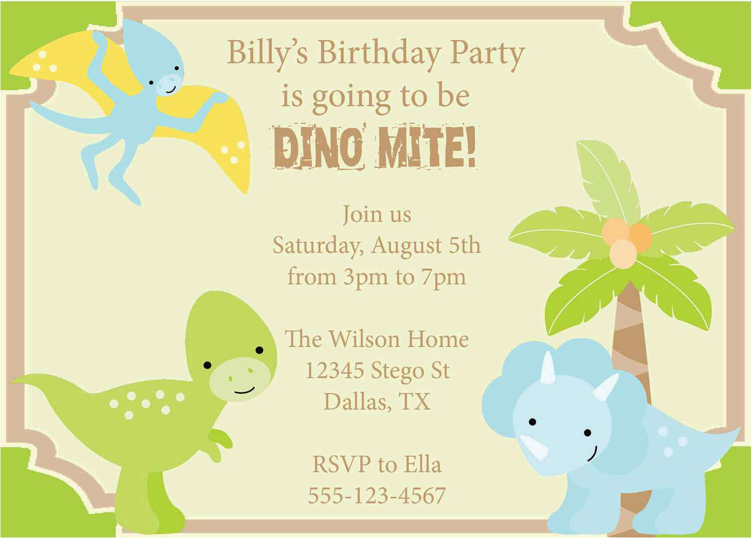 create own dinosaur party invitations printable