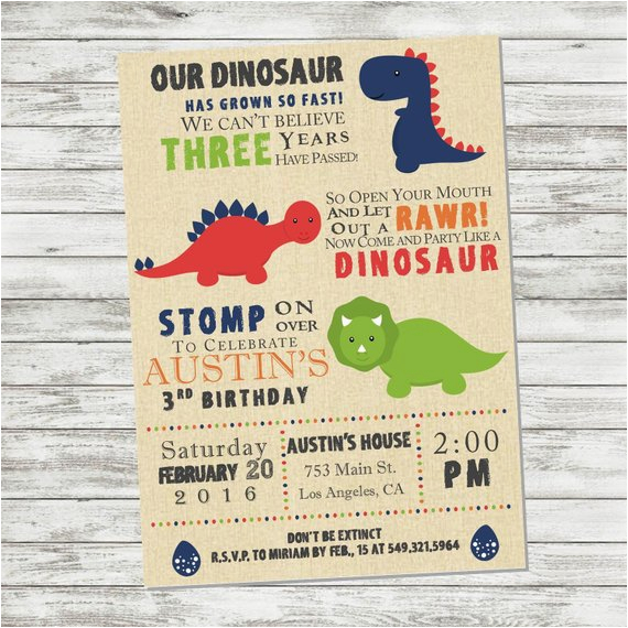 dinosaur birthday invitation dinosaur