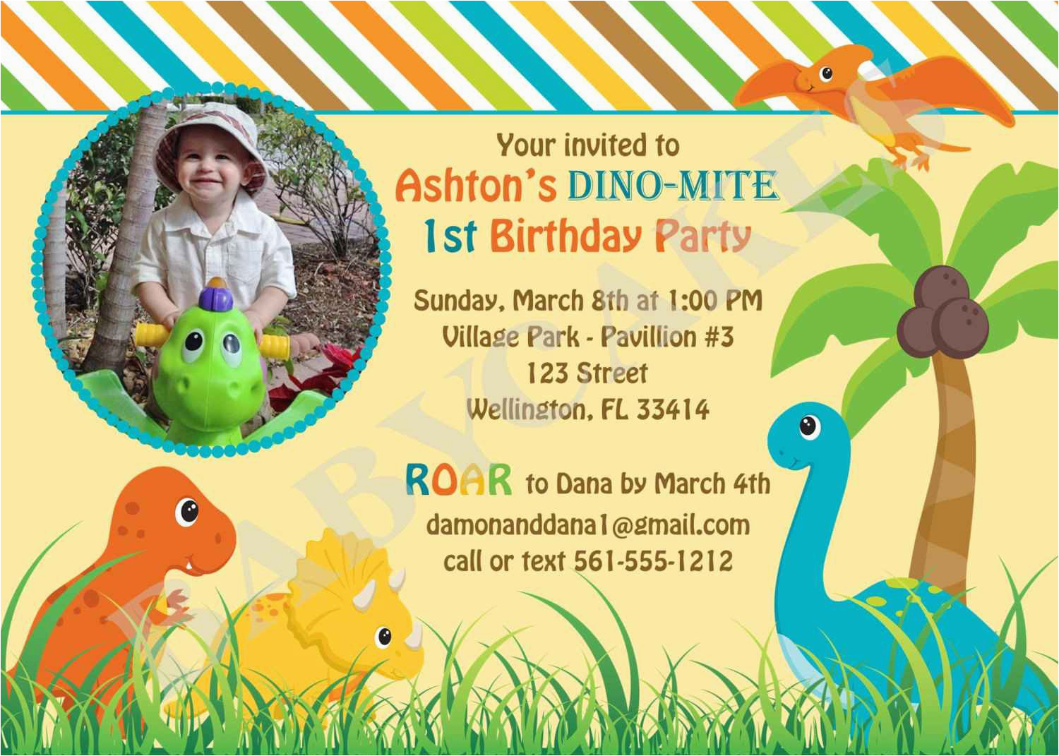 create own dinosaur party invitations printable