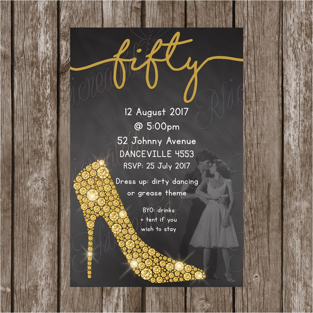 dirty dancing invitation black gold invitation high heel