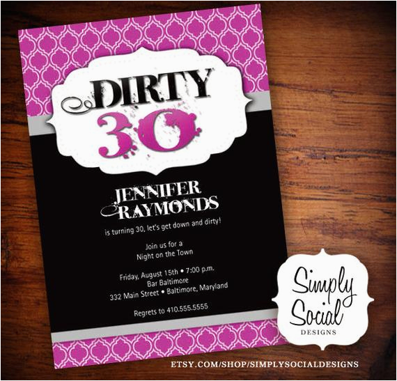 dirty 30 birthday party invitation