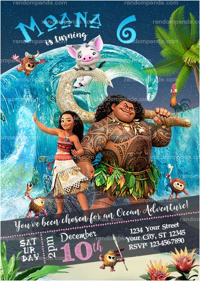 disney moana party invitation ocean maui birthday invite