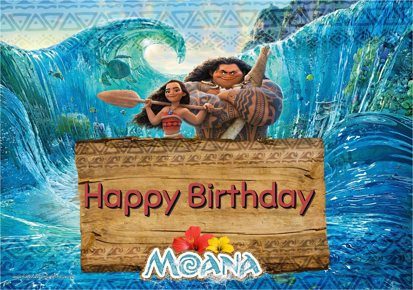 free moana birthday greeting cards