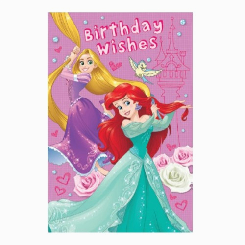 disney princess ariel rapunzel birthday card kids themed