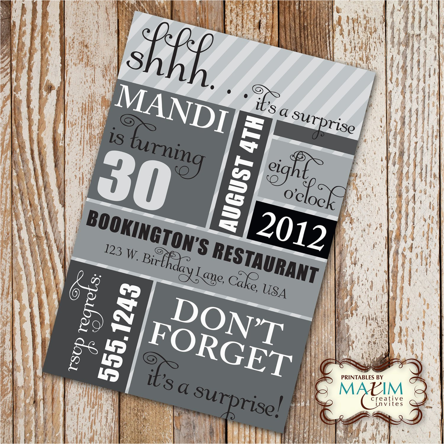 diy printable invitation surprise