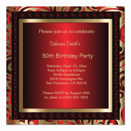 50th birthday party diy text invitation 256727235533947240