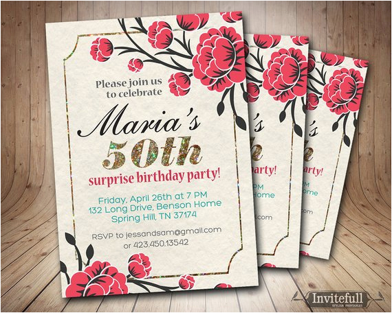 50th birthday invitation adult birthday