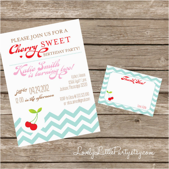 diy printable cherry birthday invitation